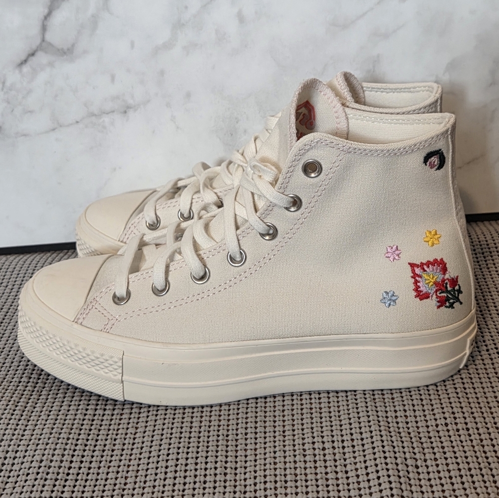 Converse Chuck Taylor All Star Hi Lift Floral Embroidery Women Sneaker Shoes 9 - Picture 5 of 9